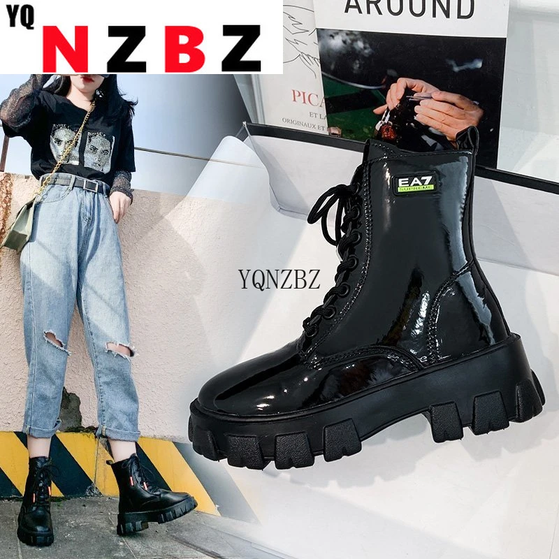 

Autumn Boots Women Platform Shoes Thinken Heel Chunky Sneakers Black Punk Boots Shoes Height Increasing Botas De Mujer 2021