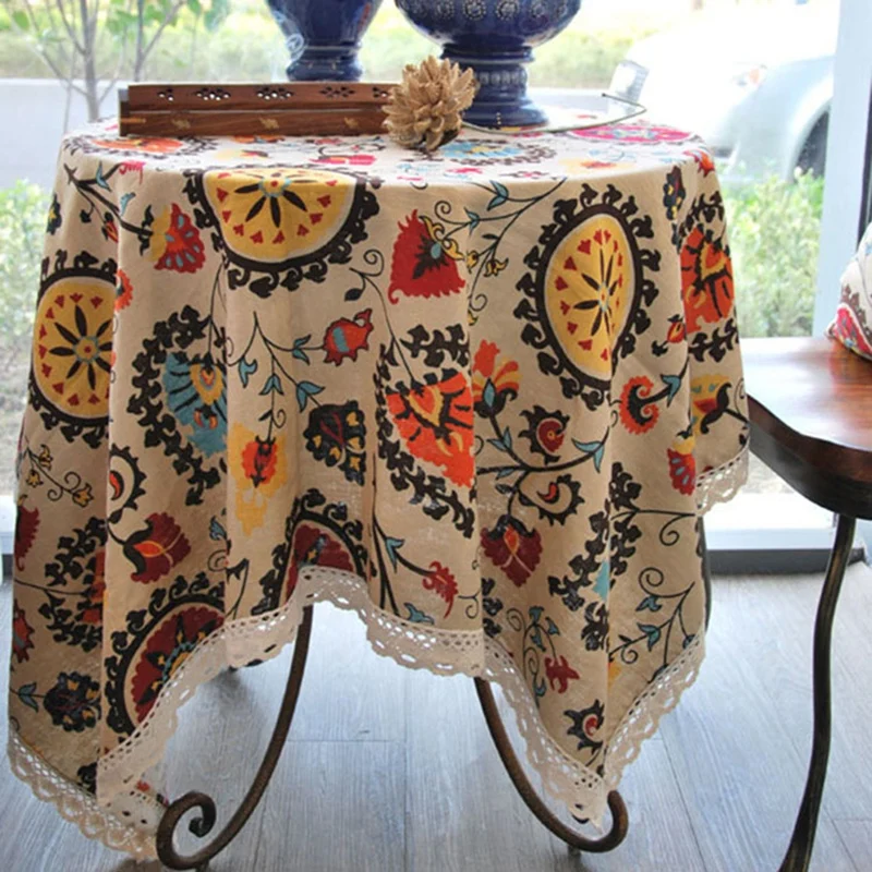 

Bohemian Tablecloth Cotton and Linen Printed Hotel Decorative Tablecloths 140X180cm