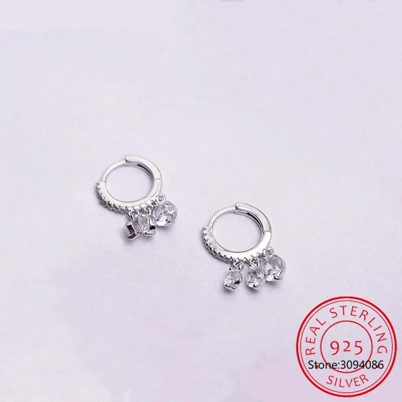 925 Sterling Silver New Fashion Zircon Drip-shaped Hoop Earrings Accessories Wholesale Round Earring Dropshipping S-E861