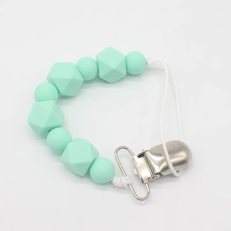 

Baby Pacifier Clips BPA Free DIY Pacifier Chain with Silicone Beads Metal Holder Infant Feeding Teething Chew Toys Dummy Clips