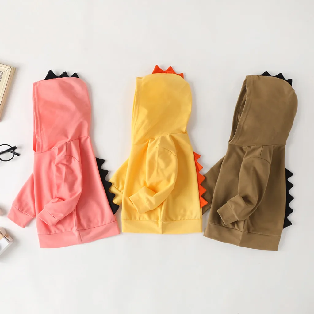 Топы с длинными рукавами и рисунком динозавра для маленьких мальчиков девочек