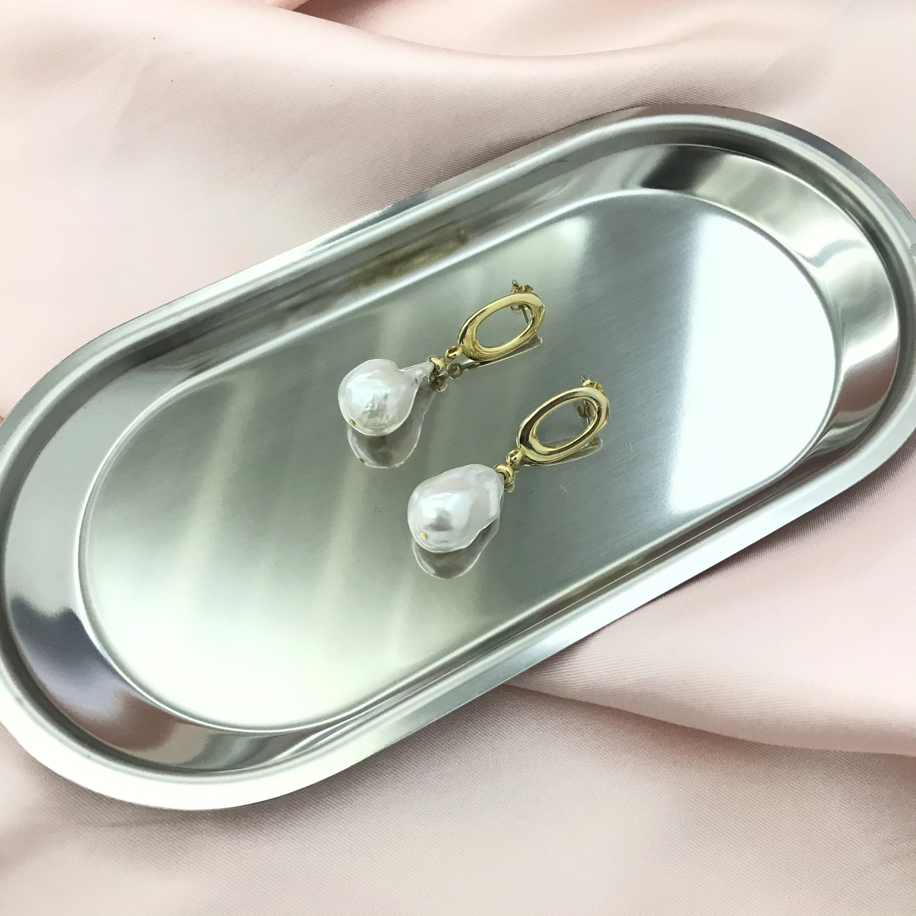 

Beritafon 925 Sterling Silver Freshwater Baroque Pearl Stud Earring For Women or Girls