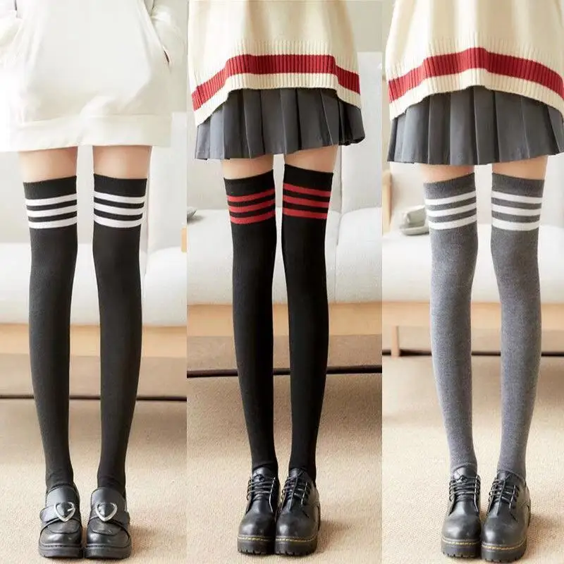 

Sexy Black White Striped Long Socks Women Over Knee Thigh High Socks Over The Knee Stockings For Ladies Girls Warm Knee Socks