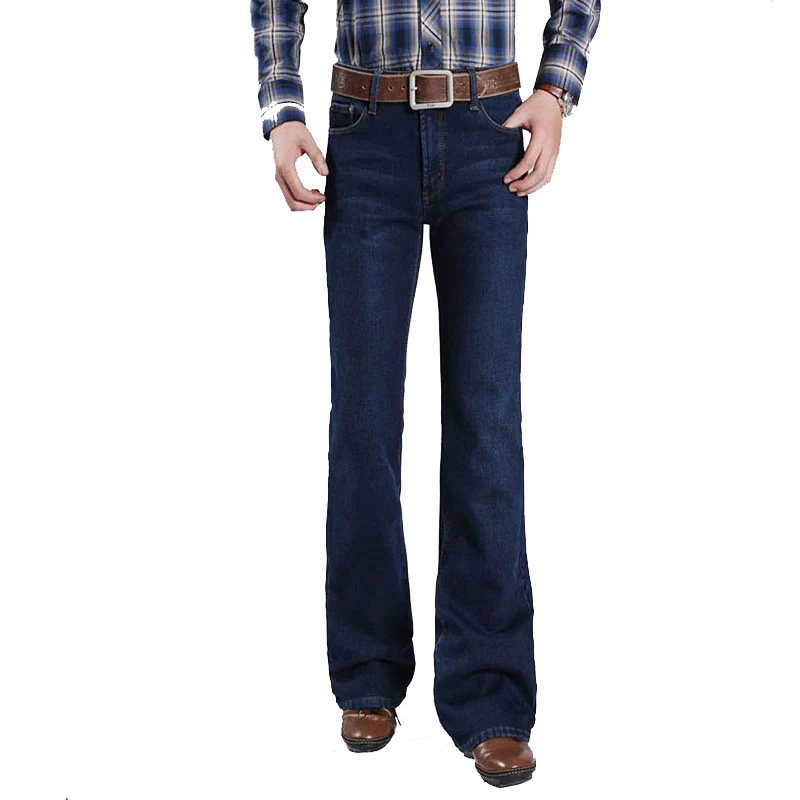 

Джинсы мужские зимние новые мужские бархатные плотные теплые джинсы Корейская версия стрейч облегающие темно-синие джинсы с микро-рогами