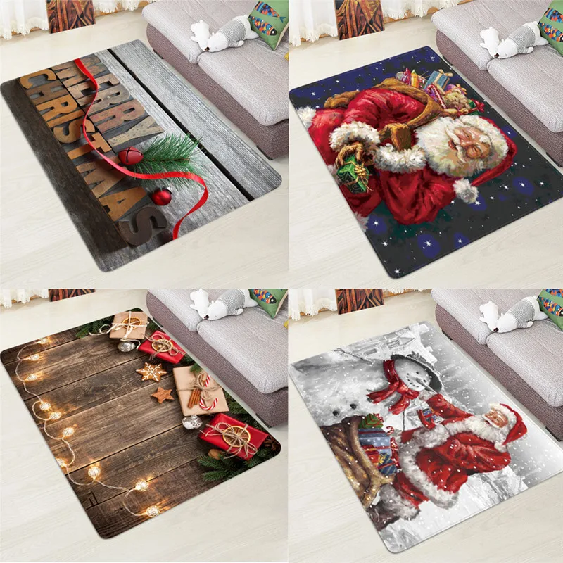 Водонепроницаемый Рождественский нескользящий дверной коврик напольный для