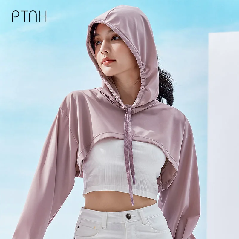 

Женская шаль с капюшоном [PTAH], черная короткая шаль с защитой от солнца, для вождения, бега, походов, улицы, для выступлений