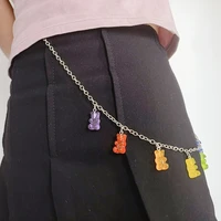 new fashion candy color resin bear pants waist chain pendant multilayer chain jeans youth girl street punk hip hop jewelry