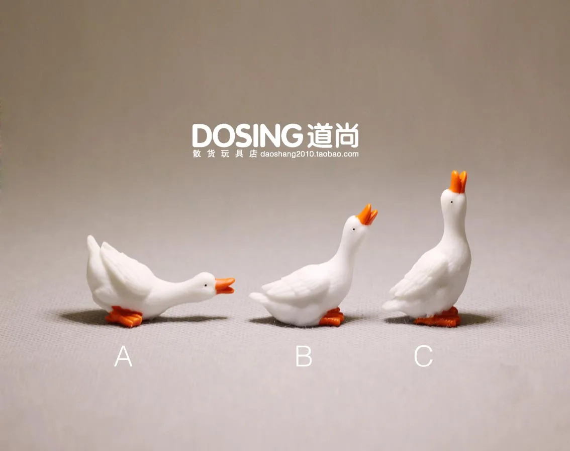 

Miniature Simulation Animal Model Figurine Cute White Goose Collectible Little Duck Action Figures Toys Kids Doll Home Decor