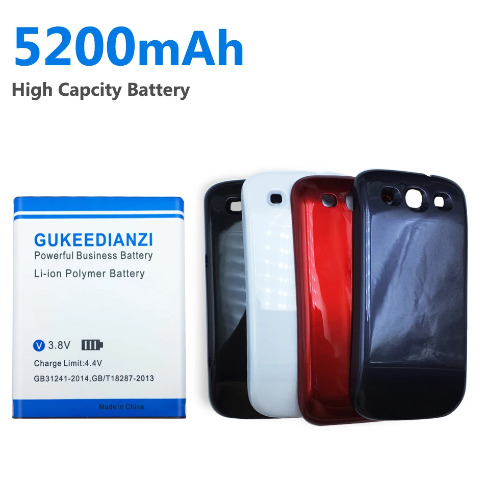 5200 мАч GUKEEDAINZI EB-L1G6LLU аккумулятор для samsung GALAXY S3 SIII I9300 расширенные мобильные аккумуляторы+ задняя крышка