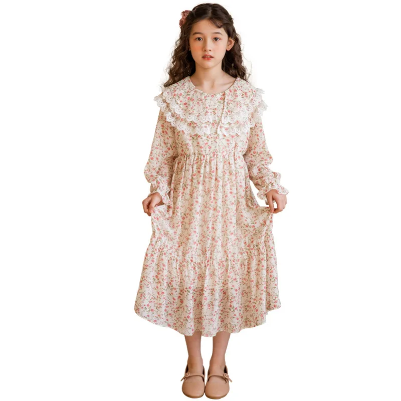 

Spring Dresses Girl Kids Children Clothing 2021 New Floral Printed Casual Long Sleeve Dress Girls Baby Children Clothes Autumn