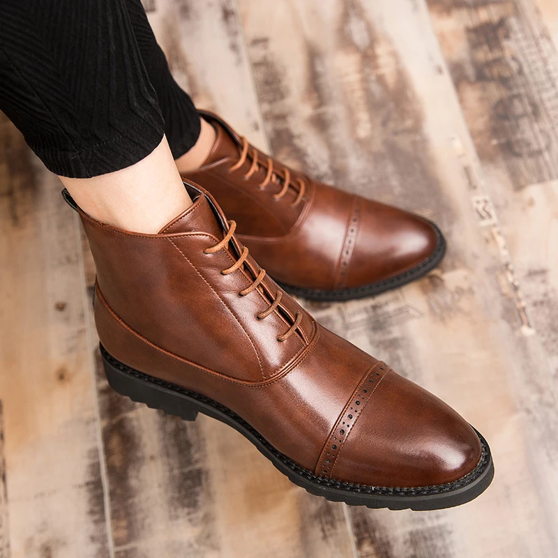

Luxury men's ankle boots Genuine Leather Men's Martin boots men's lace up CASUAL BOOTS business banquet formal men's shoes 38-48
