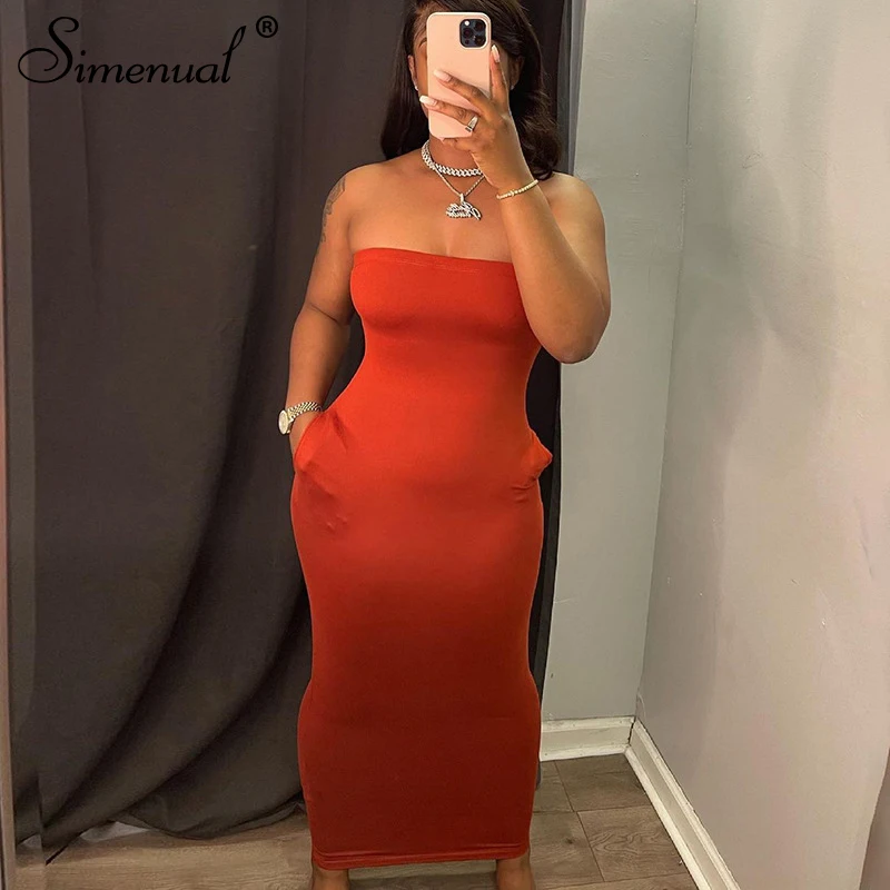 Simenual цельные базовые облегающие макси платья с запахом на груди Одежда карманами