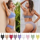 Женский сексуальный комплект с бюстгальтером, женские стринги с низкой талией для фитнеса, женское удобное нижнее белье для девушек, модный бюстгальтер, базовая эластичная майка