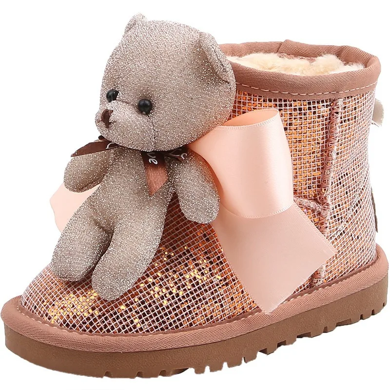 Осень зима Новые детские женские зимние ботинки с рисунками теплые хлопковые