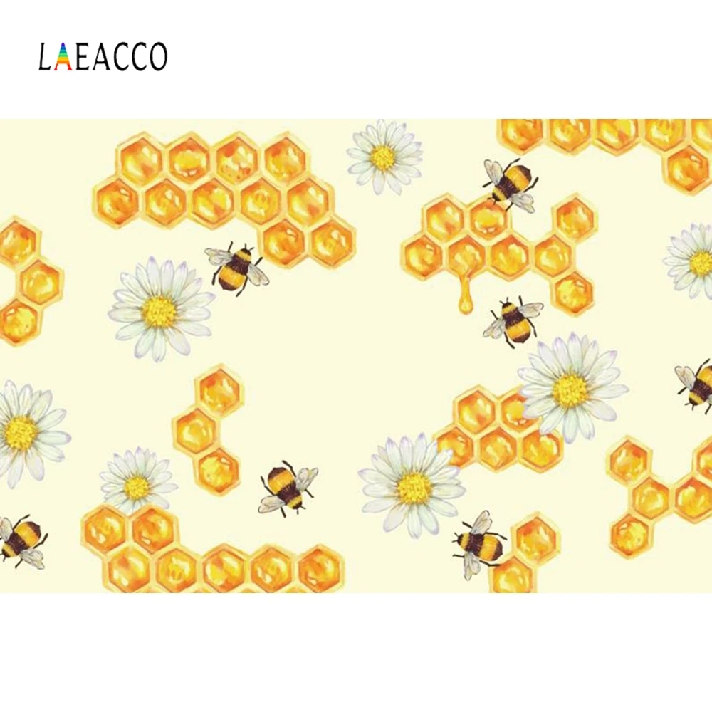 Laeacco фоны для фотосъемки детей с изображением мультяшного меда пчелы цветка