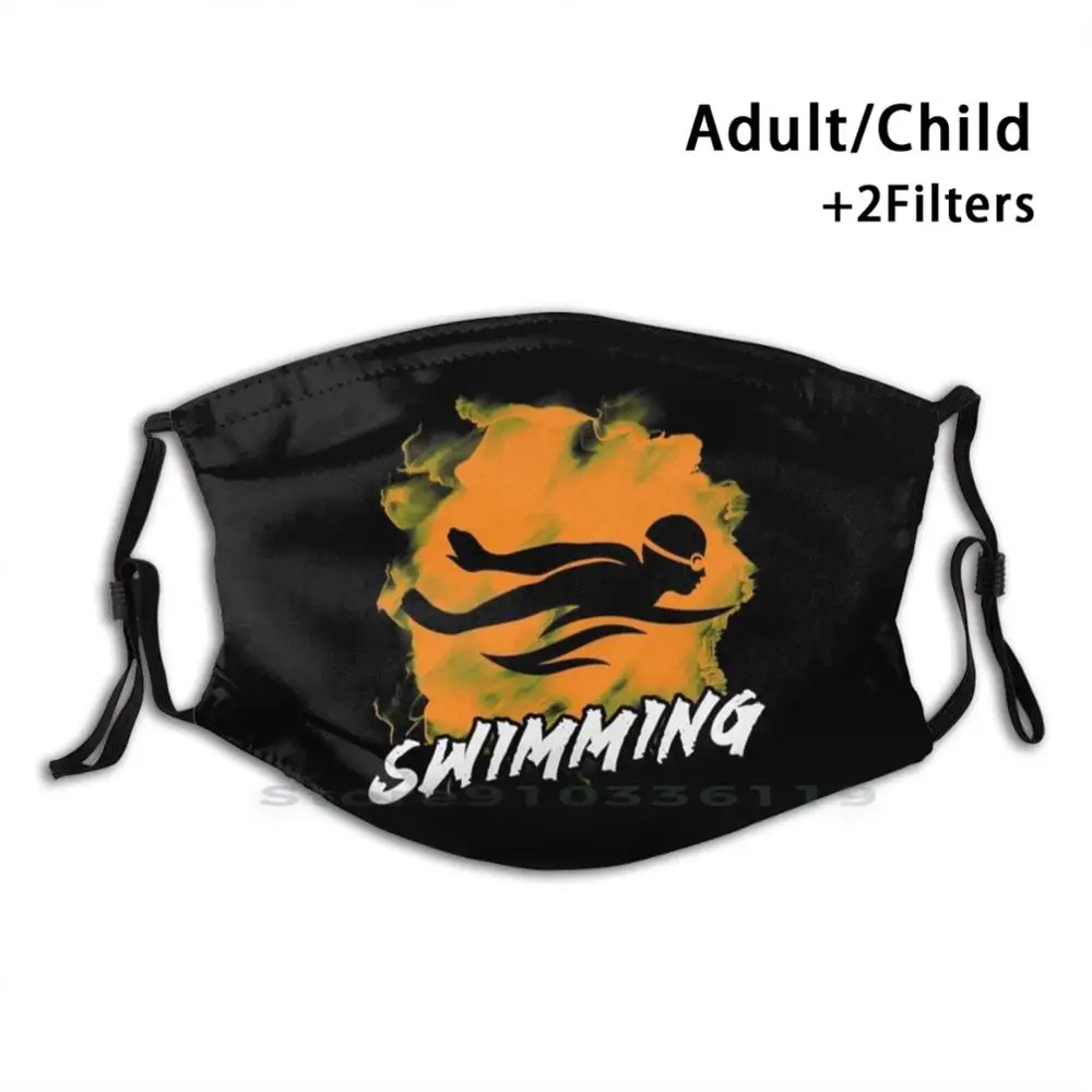 Swimming Print Reusable Pm2.5 Filter DIY Mouth Mask Kids Athlete Water Sport Game Idea Swimmer Diver Scuba |
