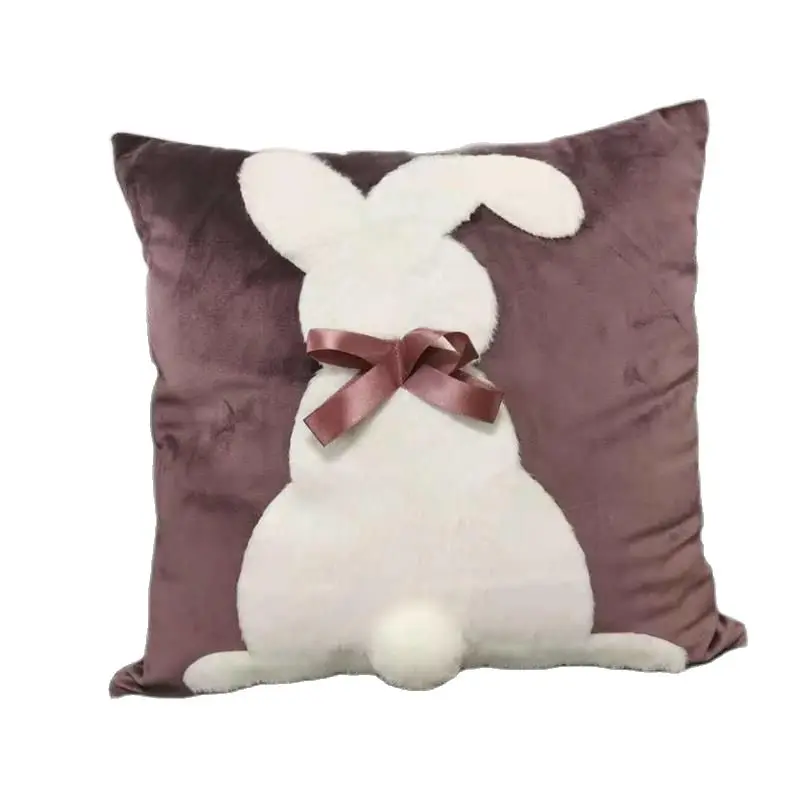 Modern Best Selling Honey Rabbit Cushion Cover Square Velvet Bunny Pillowcase Fashion