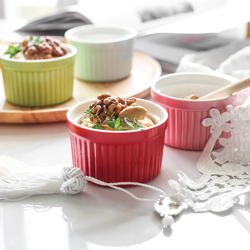 Японское керамическое суфле чаша для выпечки пудинга конфетных цветов печь