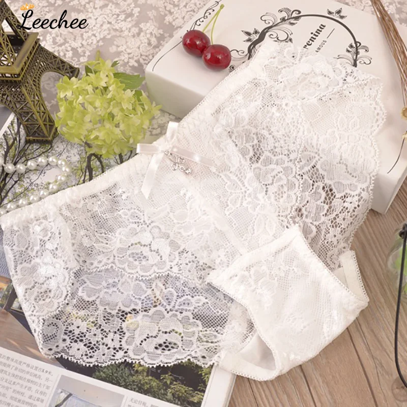 Девушка Стиль чистого белого цвета Пикантная обувь с кружевами Нижнее белье Opencut