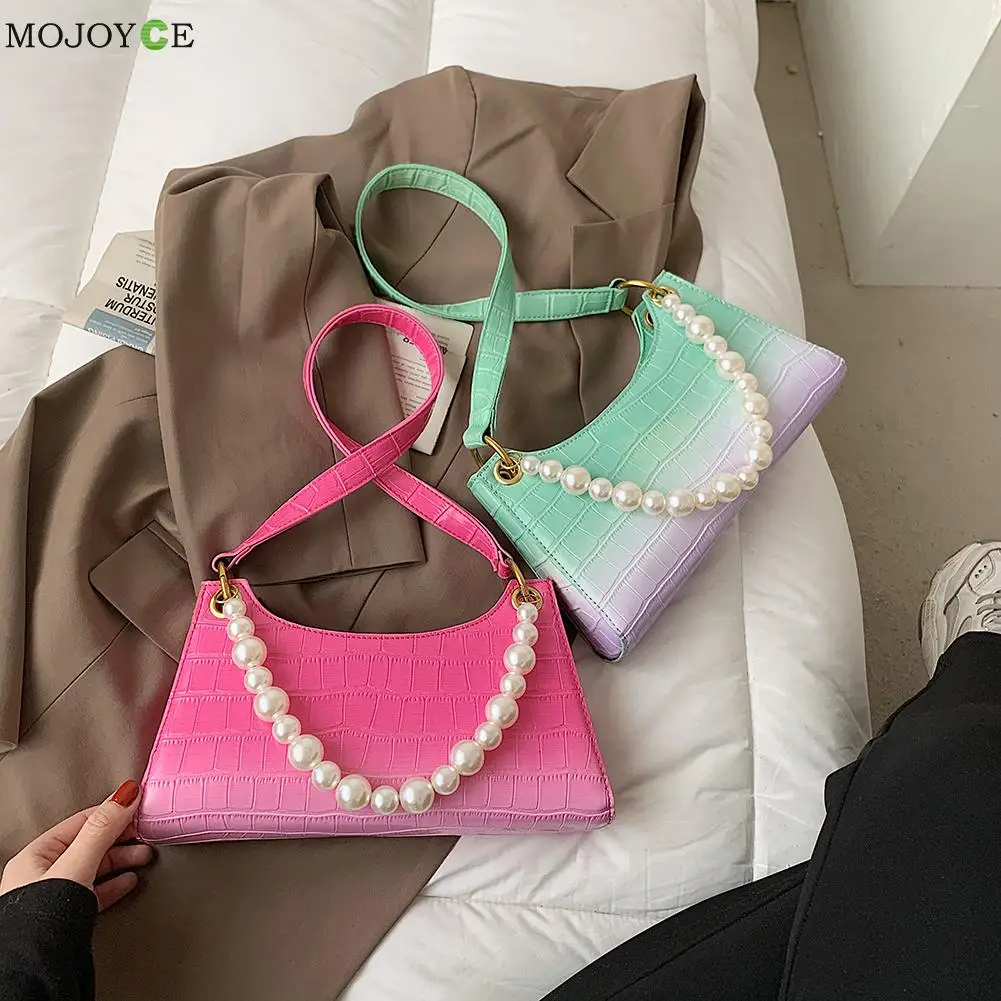 

Модная женская сумка через плечо на молнии с градиентным узором под кожу аллигатора, Женская Ретро сумка-тоут из искусственной кожи