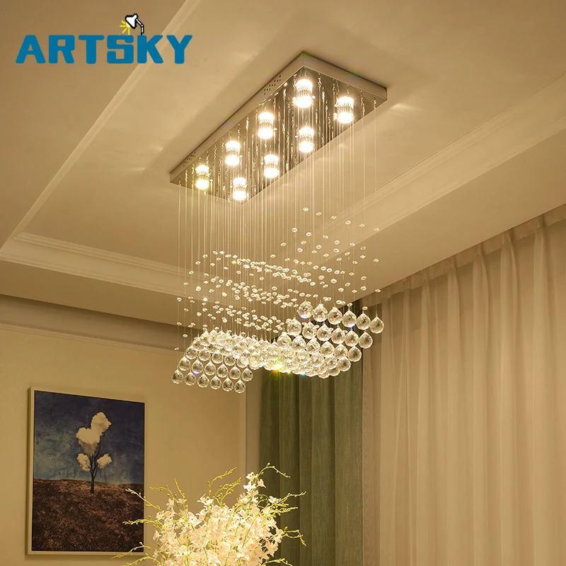 Современная люстра Хрустальная для украшения гостиной Серебряный абажур GU10 База