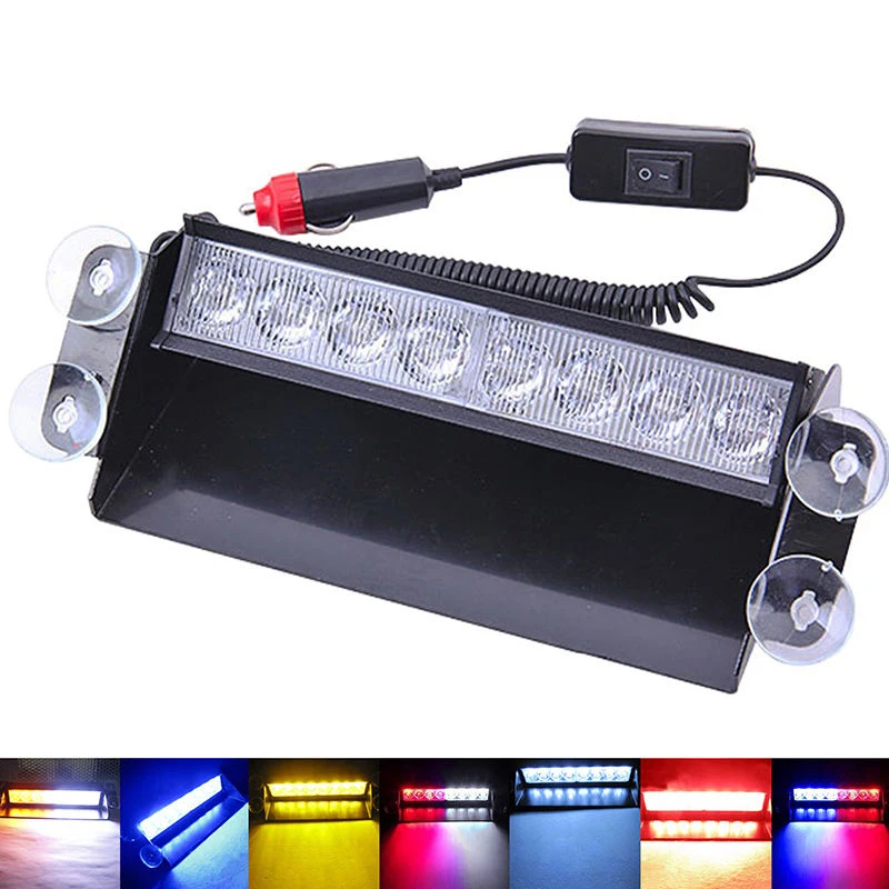 

8 LED White Emergency Vehicle Car Strobe Flash Light Dash Warning Hot Sell