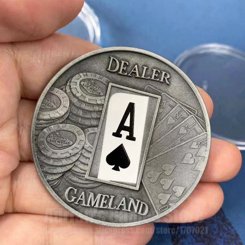 Металлический Дилер Кнопка ACE покер аксессуар карты пресс|Покерные фишки | |