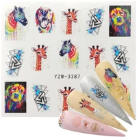 nail water sticker diy creative rainbow doodle zebra dog giraffe animal image nail art paper decoration manicure style tool