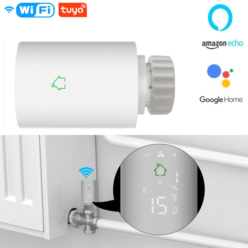 Умный термостат радиатора Zigbee с ЖК-дисплеем универсальное приложение/Голосовое