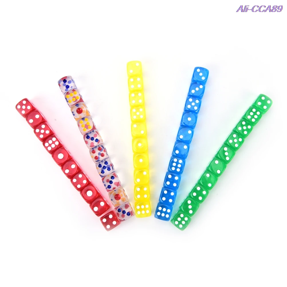 

10pcs Acrylic Six Sided D6 Spot Dice for D TRPG Party Board Game Toys