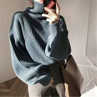 winter women korean turtleneck sweater thickened loose pullover tops oversized solid color warm