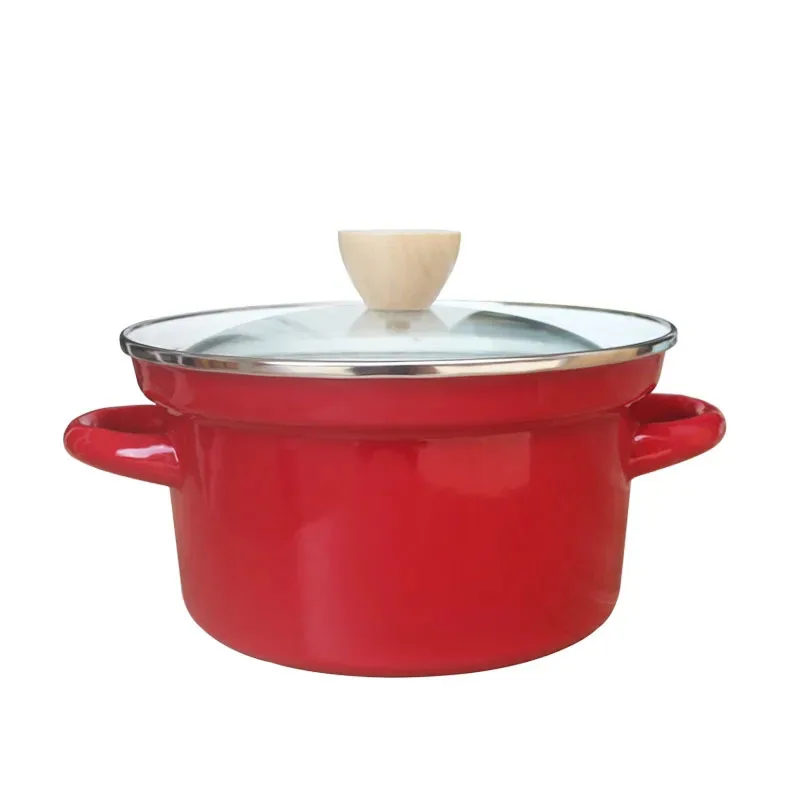 

Japanese Style Enamel Pot 2L3L5L Household Thickened Binaural Soup Pot 24cm Gas Induction Cooker Stew Pot Hot Pot Cookware