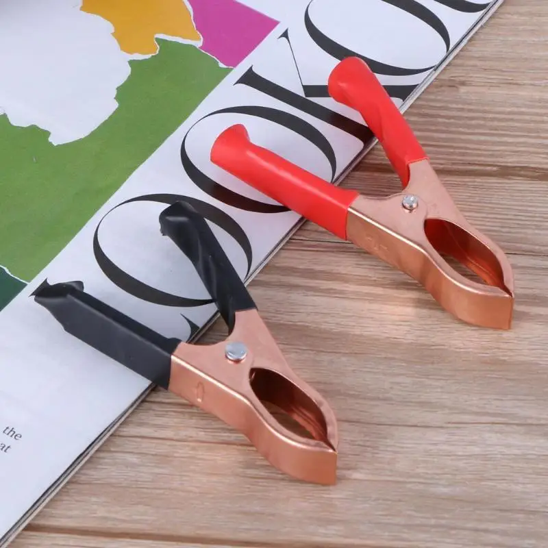 Зажимы крокодилы с изоляцией 4 шт. 30А красный черный 72/75 мм зажим аллигатора