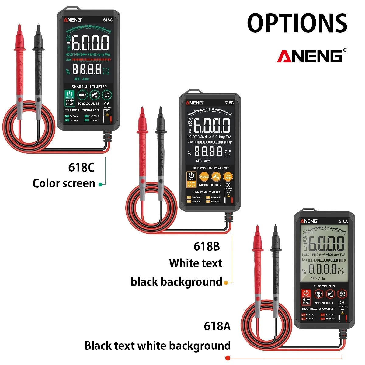

ANENG Digital Autoranging Multimeter True RMS Tester Multimeter with AC/DC Voltage Tester Capacitance/Frequency/Continuity Meter