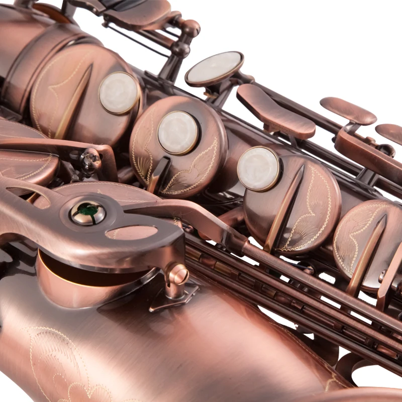 Высококлассный Красный Бронзовый согнутый Eb альт саксофон e-плоский резной узор