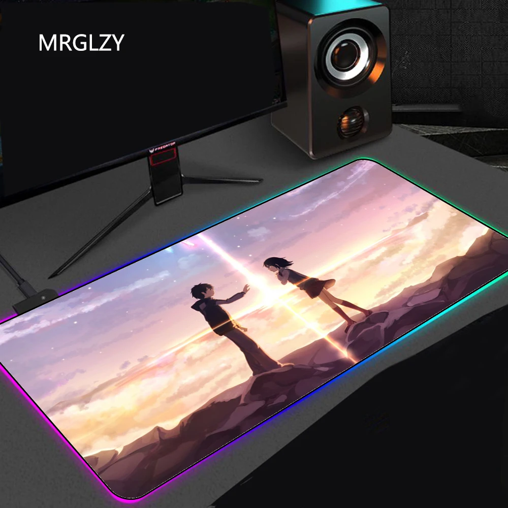 

RGB Glow Top Quality Anime your name Unique Desktop Pad Game Mousepad gamer mouse mat 40x90cm Large Mouse Pad Keyboards Mat