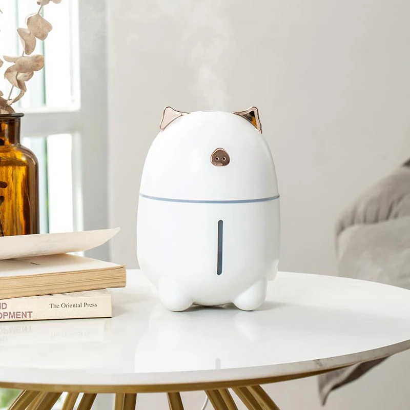 280ml Cute Pig USB Air Humidifier with LED Lights Ultrasonic Car Humidifiers Mist Maker Mini Office Cartoon Purifier | Бытовая техника