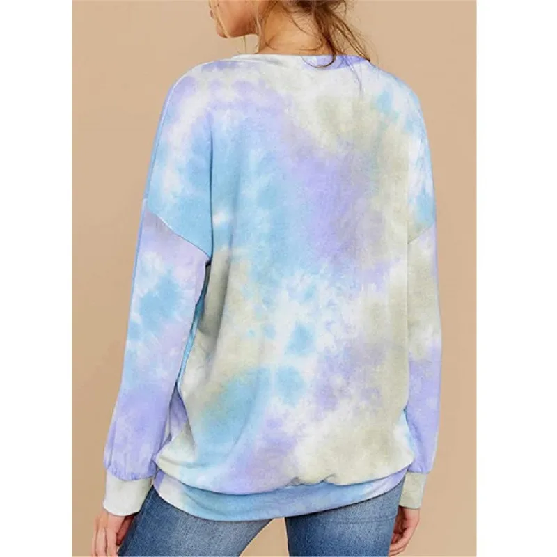 

Women's Wear Top Tie Dyed Long Sleeve Round Neck T-shirt Sweater Women's Pregnant Women's Wear