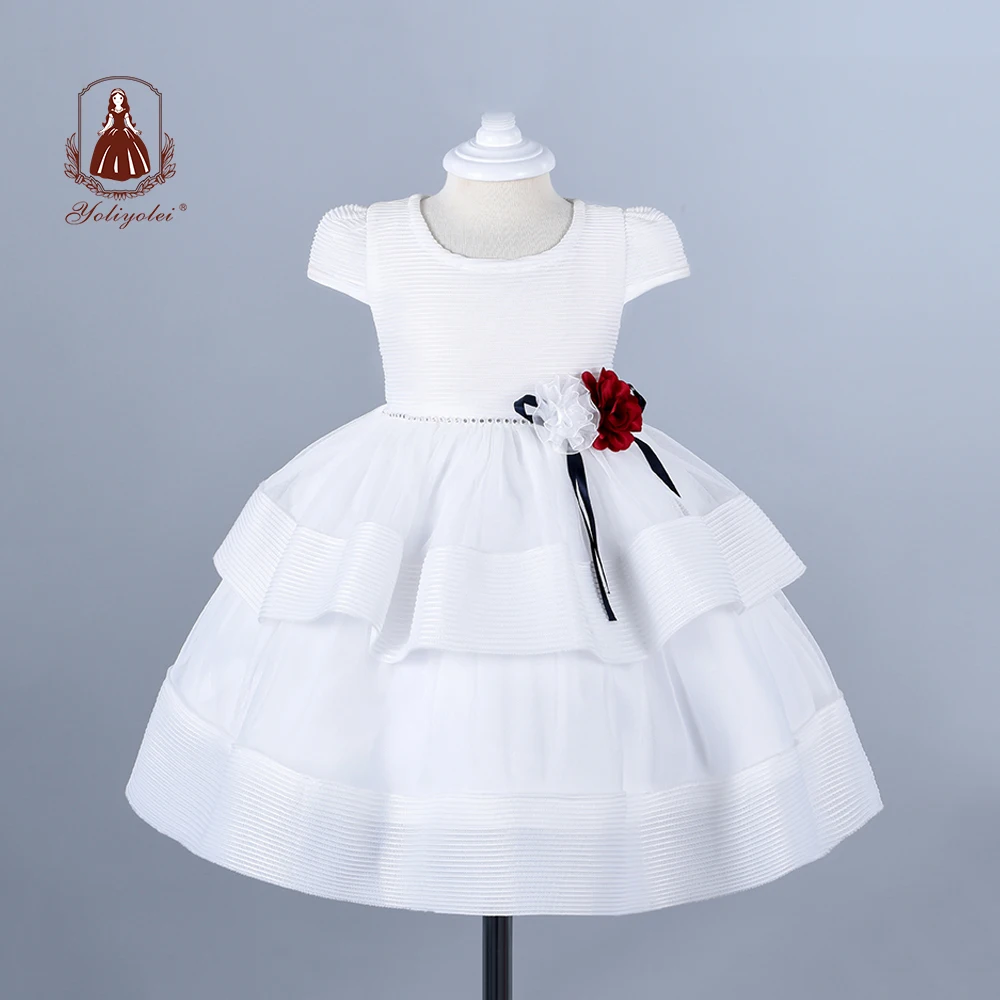 

Yoliyolei Breathable White Baptism Dress Newborn Princess 1st Year Birthday Party Toddler Ball Gown Two Layers Dresses For Girls