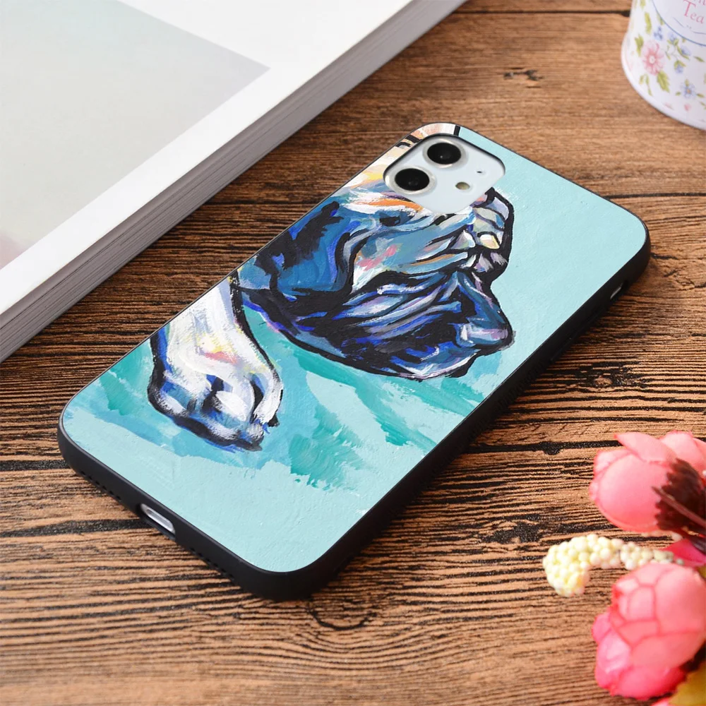 

For iPhone English Mastiff Bright colorful pop dog art Soft TPU border Apple iPhone Case