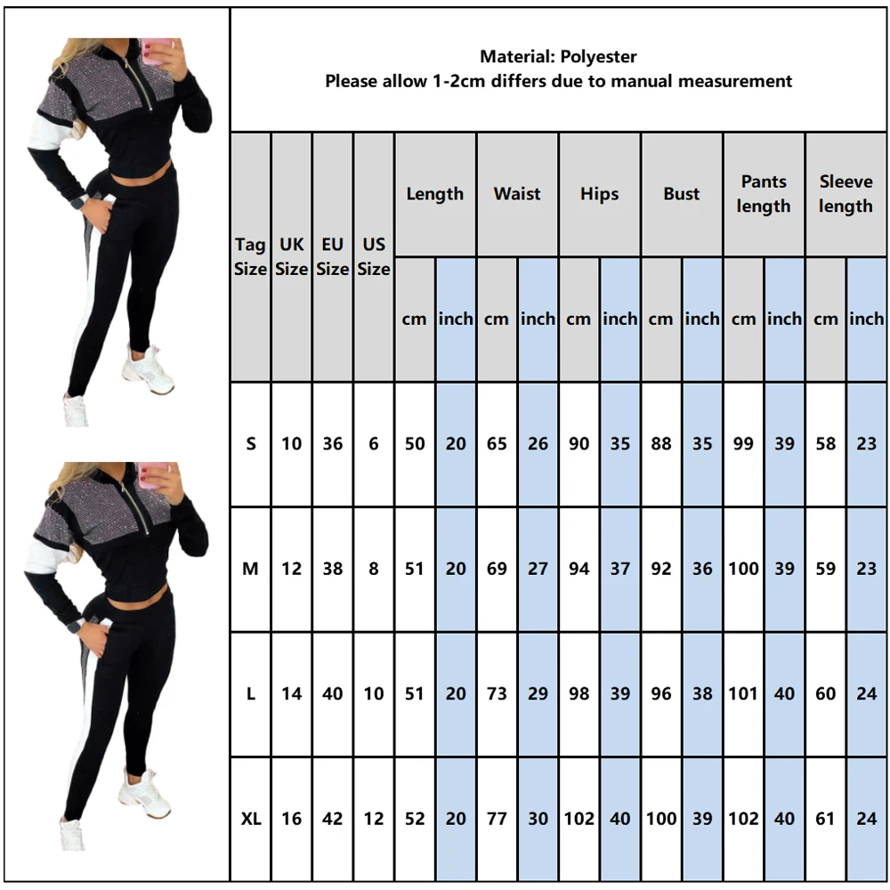 

Casual Two Piece Set Women Sequined Patchwork Hoodie Tops And Long Pants 2 Piece Clothing Set Autumn Tracksuits Streetwear D30