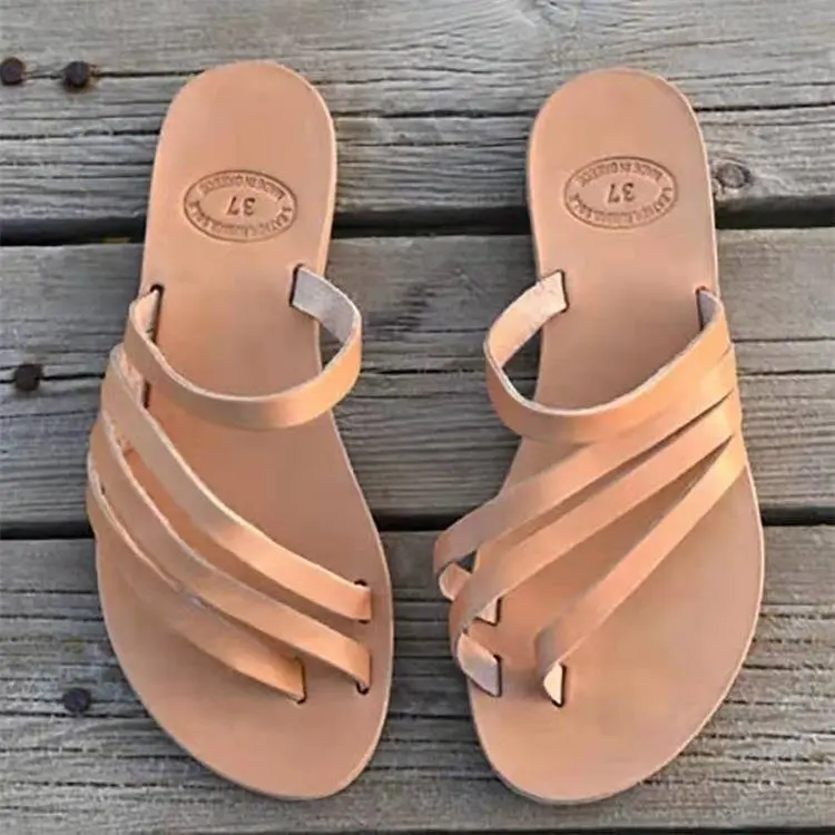 

Ladies Slippers Open-toe Flat Slippers 2021 Pure Color Pump Casual Shoes Outdoor Lightweight Beach Shoes Sandalias De Mujer