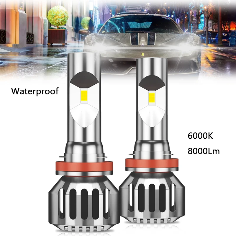 

2pcs Led Car Headlights Bulbs 50W 12V 6000K 8000Lm H1 H7 H8/H9/H11 9005/HB3/H10 9006/HB4 H4/HB2/9003 Waterproof K8 Car Headlamps