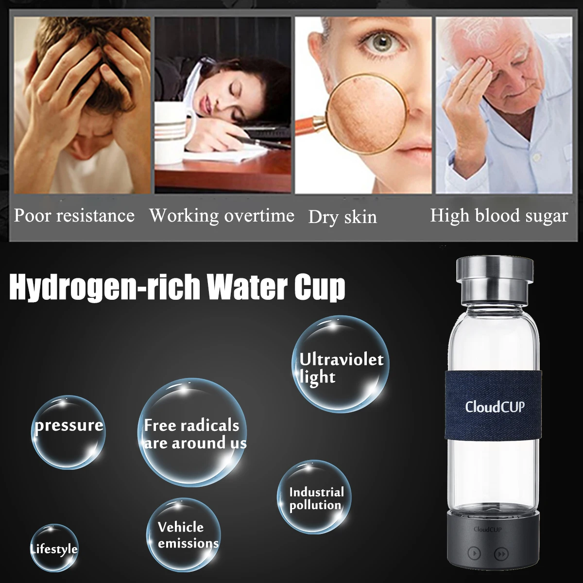 2020 Новый USB 480 мл Портативный японский титановый водородный ионизатор для