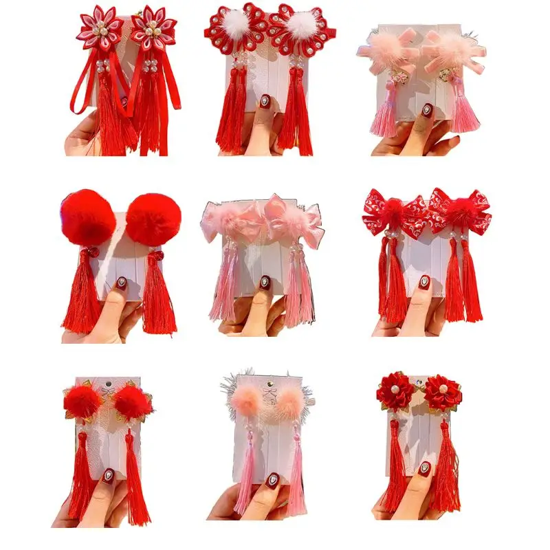 

Kids Girls Hair Clip Ancient Style Girl Long Tassel Hair Clip Chinese Hanfu Handmade Headwear Hairpin