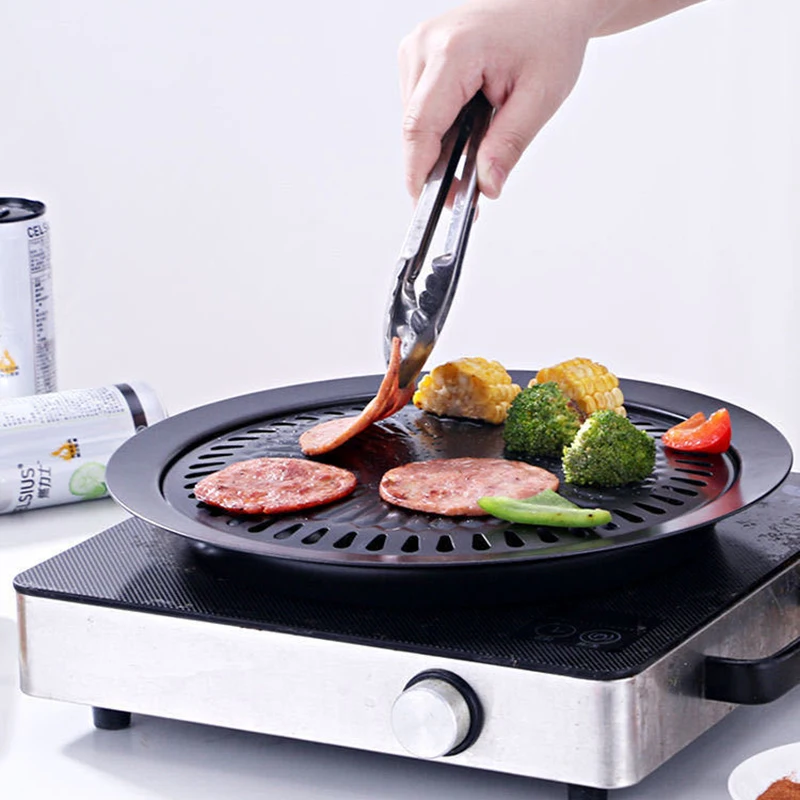 Non-Stick Korean Bbq Grills Round Pan Barbecue Grill for Outdoor Camping Portable Oven Tools |