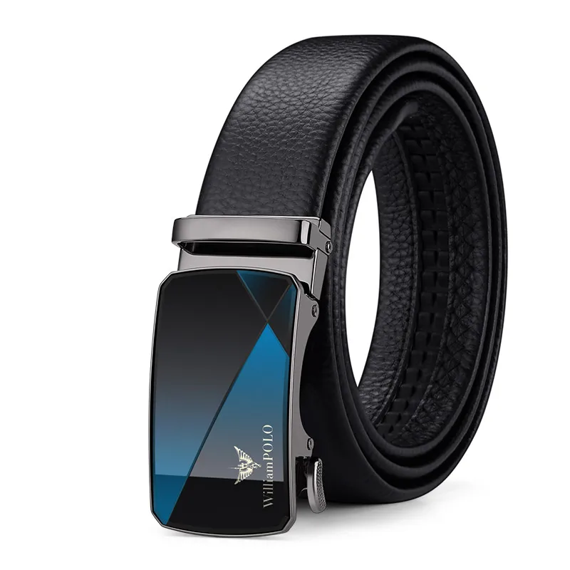 WILLIAMPOLO Fashion Genuine Leather Belt For Men Automatically Buckle Men's Belt Luxury Design Dress Belts PL20755P