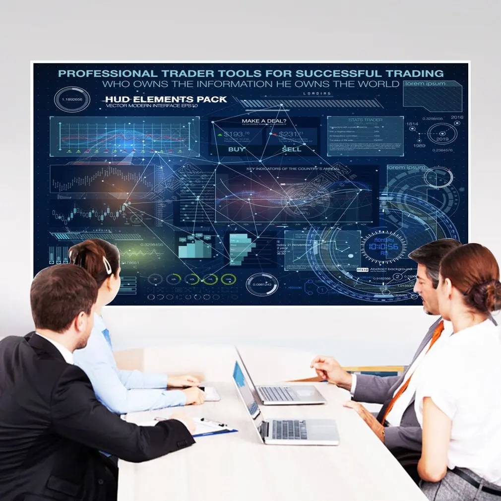 Экран для проектора с занавесом 16:9 нетканый материал белый мягкий портативный