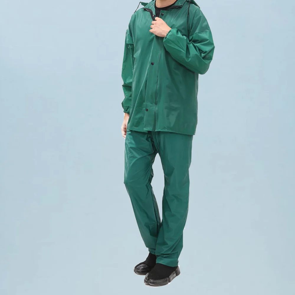 

1 Set Outdoor Working Fishing Two Piece Raincoats Rain Suits PVC Rain with Pant for Climbing Hiking