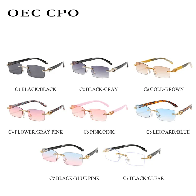 Женские солнцезащитные очки OEC CPO без оправы с бриллиантами